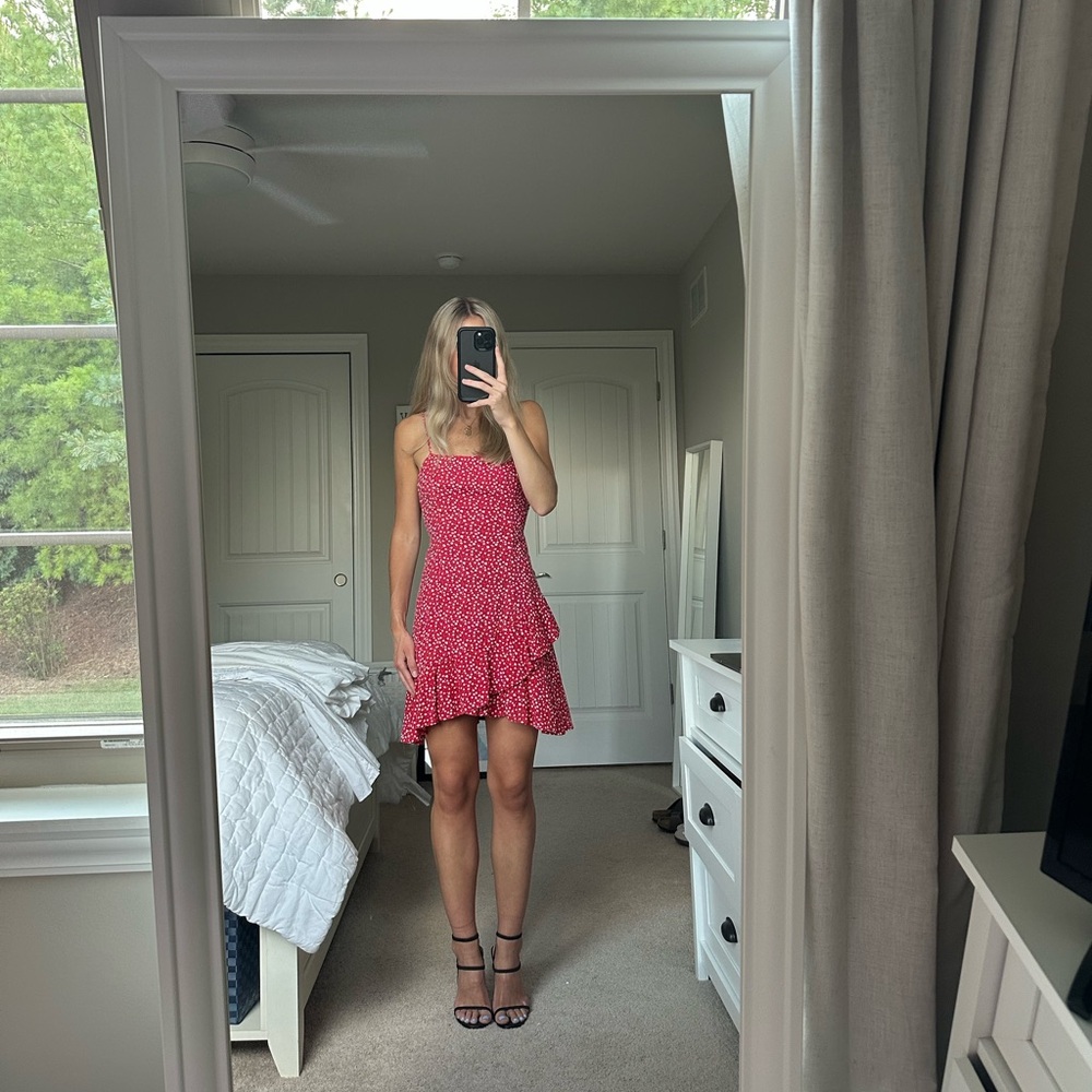 Princess Polly Red Floral Grasby Mini Dress